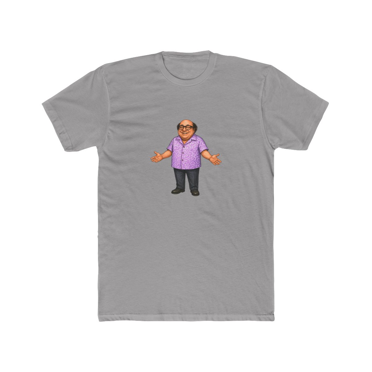 Cheerful Cartoon Man in Floral Shirt T-Shirt - alternate angle 2, merchandise